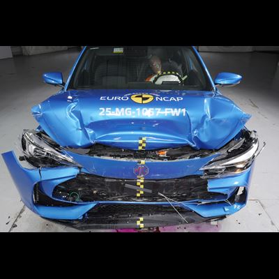 MG 3 Full Width Rigid Barrier test 2025 after crash
