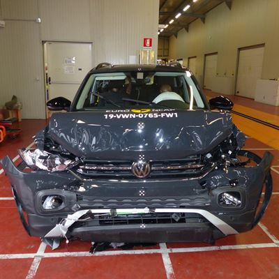 VW T Cross Full Width Rigid Barrier test 2019 after crash