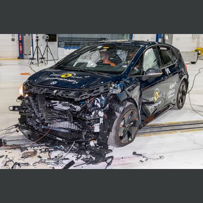Cupra BORN Mobile Progressive Deformable Barrier test 2022 after crash