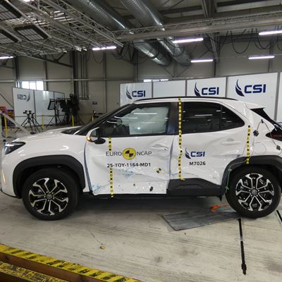 Toyota Yaris Cross Side Mobile Barrier test 2025 after crash