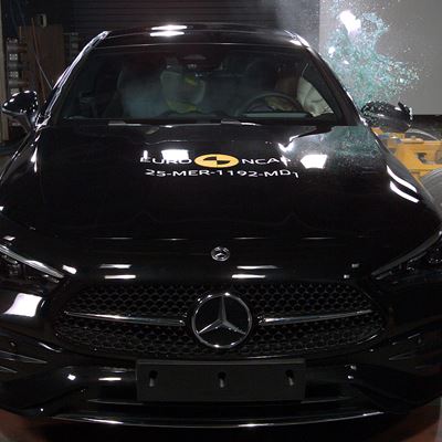 Mercedes Benz CLE Coup Side Mobile Barrier test 2025