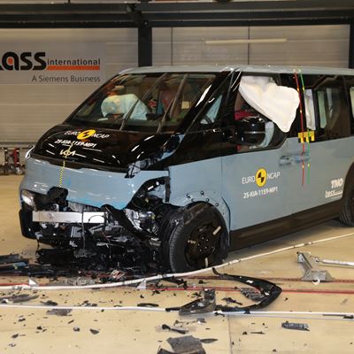 Kia PV5 Passenger Mobile Progressive Deformable Barrier test 2025 after crash