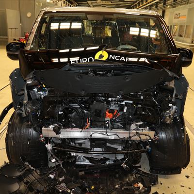 Kia PV5 Passenger Full Width Rigid Barrier test 2025 after crash