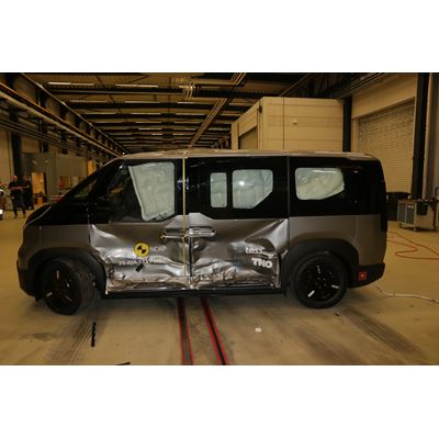 Kia PV5 Passenger Side Mobile Barrier test 2025 after crash