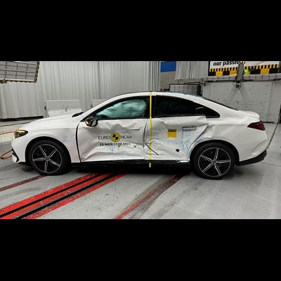 Mercedes Benz CLA Side Mobile Barrier test 2025 after crash