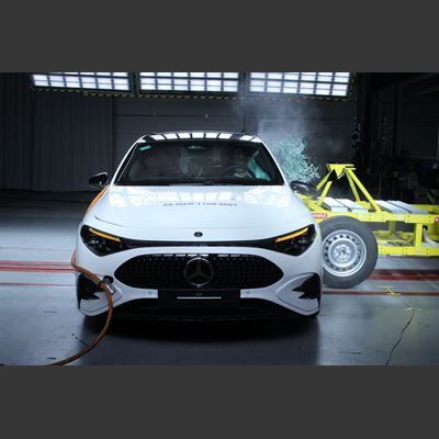 Mercedes Benz CLA Side Mobile Barrier test 2025
