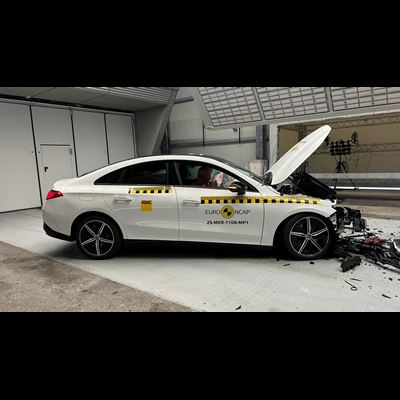 Mercedes Benz CLA Mobile Progressive Deformable Barrier test 2025 after crash