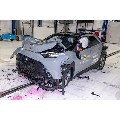 Toyota Aygo X Full Width Rigid Barrier test 2025 after crash
