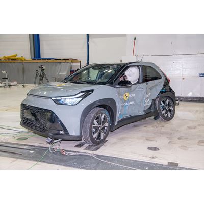 Toyota Aygo X Side Mobile Barrier test 2025 after crash