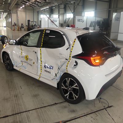 Toyota Yaris Side Mobile Barrier test 2025 after crash