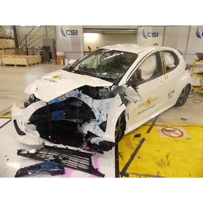 Toyota Yaris Mobile Progressive Deformable Barrier test 2025 after crash