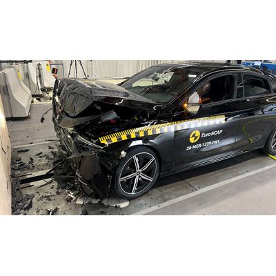 Mercedes Benz CLA hybrid Full Width Rigid Barrier test 2025 after crash