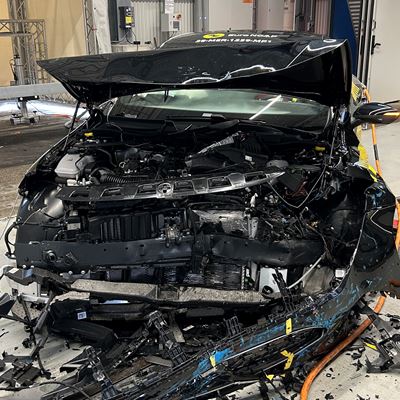 Mercedes Benz CLA hybrid Mobile Progressive Deformable Barrier test 2025 after crash