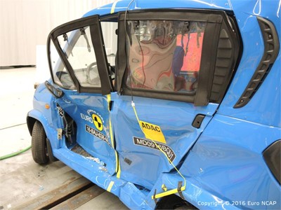 Bajaj Qute Side crash test 2016 - after crash