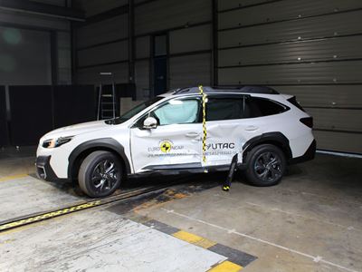 Subaru Outback - Side Mobile Barrier test 2021 - after crash