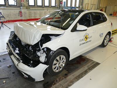 VW Polo - Full Width Rigid Barrier test 2022 - after crash