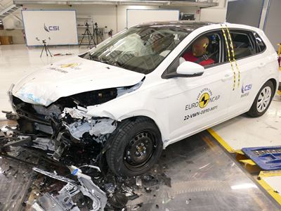 VW Polo - Mobile Progressive Deformable Barrier test 2022 - after crash