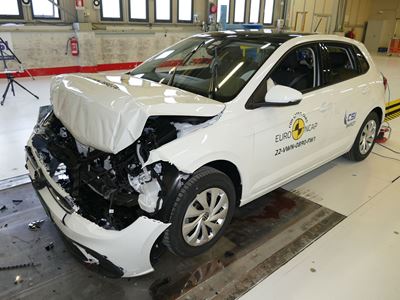 VW Polo - Full Width Rigid Barrier test 2022 - after crash