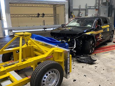 Opel/Vauxhall Astra Plug-in Hybrid - Mobile Progressive Deformable Barrier test 2022 - after crash