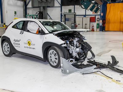 Toyota Aygo X - Mobile Progressive Deformable Barrier test 2022 - after crash