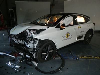 Nissan Ariya - Mobile Progressive Deformable Barrier test 2022 - after crash