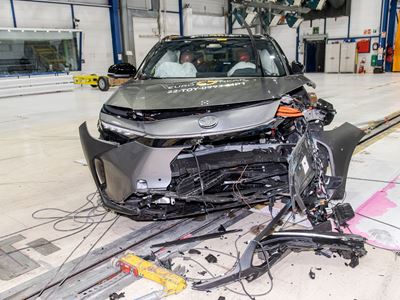 Toyota bZ4X - Mobile Progressive Deformable Barrier test 2022 - after crash