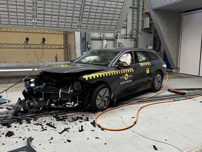 Audi A6 e tron Mobile Progressive Deformable Barrier test 2025 after crash