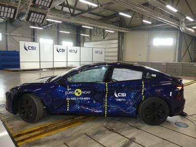 Tesla Model 3 Side Mobile Barrier test 2025 after crash