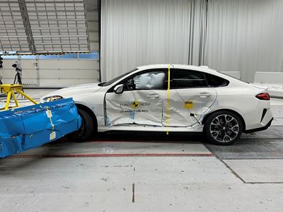 BMW 2 Series Gran Coup Side Mobile Barrier test 2025 after crash