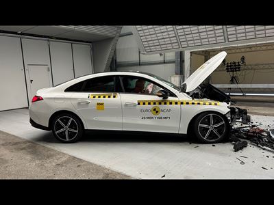 Mercedes Benz CLA Mobile Progressive Deformable Barrier test 2025 after crash