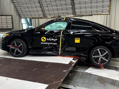 Mercedes Benz CLA hybrid Side Pole test 2025 after crash