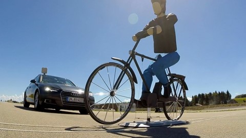 Cyclist target in AEB cyclist test