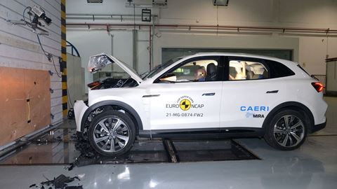 MG Marvel R - Full Width Rigid Barrier test 2021 - after crash