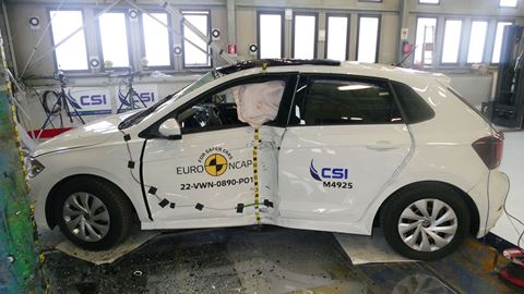 VW Polo - Side Pole test 2022 - after crash
