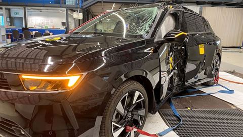 Opel/Vauxhall Astra Plug-in Hybrid - Side Pole test 2022 - after crash