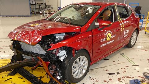 SEAT Ibiza - Mobile Progressive Deformable Barrier test 2022 - after crash