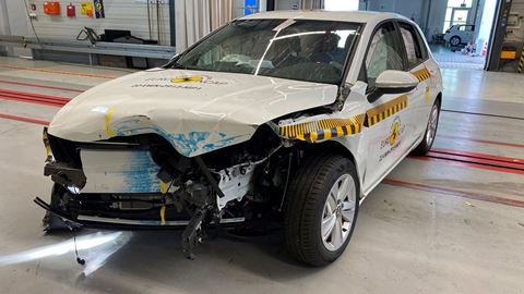 VW Golf - Mobile Progressive Deformable Barrier test 2022 - after crash