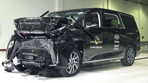 Maxus MIFA 9 - Full Width Rigid Barrier test 2022 - after crash