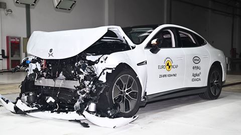 XPENG P7 Full Width Rigid Barrier test 2023 after crash