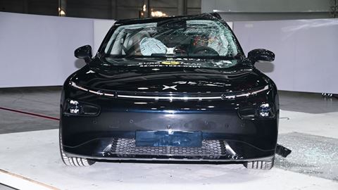 XPENG P7 Far Side impact test 2023 after crash