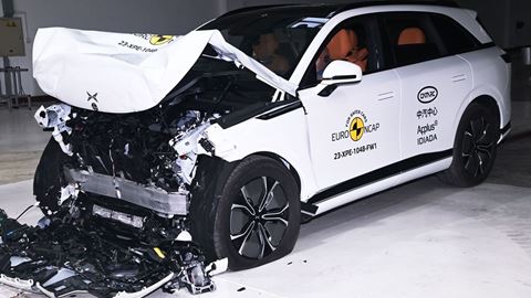 XPENG G9 Full Width Rigid Barrier test 2023 after crash