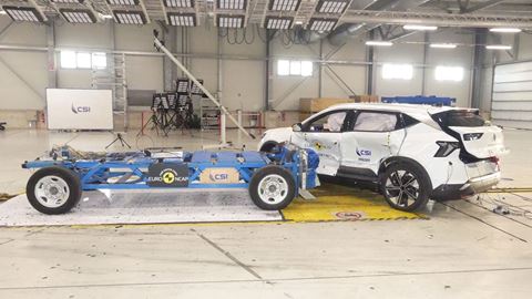 Renault Scenic E Tech Side Mobile Barrier test 2022 after crash