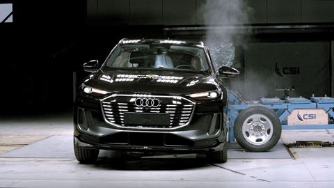 Audi Q6 e tron Side Mobile Barrier test 2024