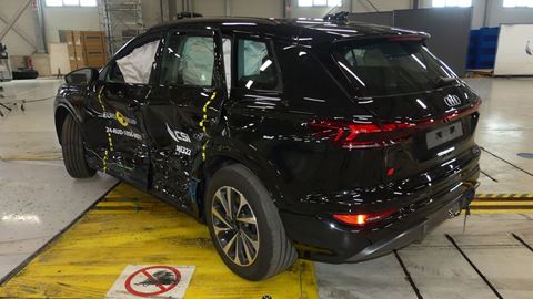 Audi Q6 e tron Side Mobile Barrier test 2024 after crash