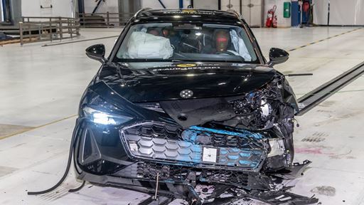 Audi A5 Mobile Progressive Deformable Barrier test 2024 after crash