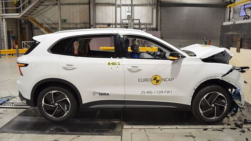 MG MGS5 EV Full Width Rigid Barrier test 2025 after crash