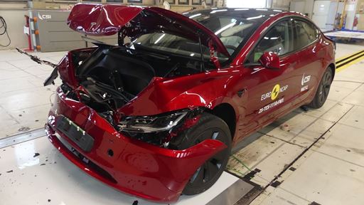 Tesla Model 3 Full Width Rigid Barrier test 2025 after crash