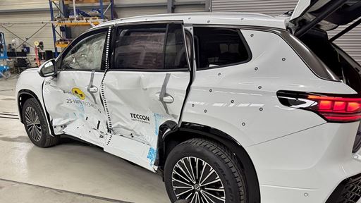VW Tayron Side Mobile Barrier test 2025 after crash