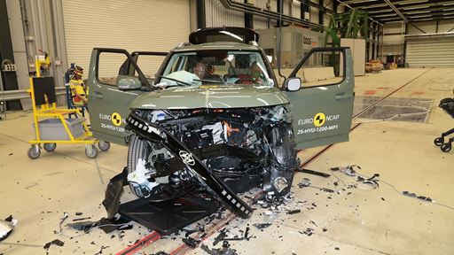 Hyundai INSTER Mobile Progressive Deformable Barrier test 2025 after crash