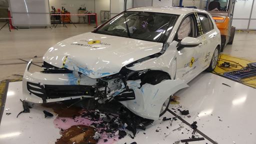 VW Golf Mobile Progressive Deformable Barrier test 2025 after crash